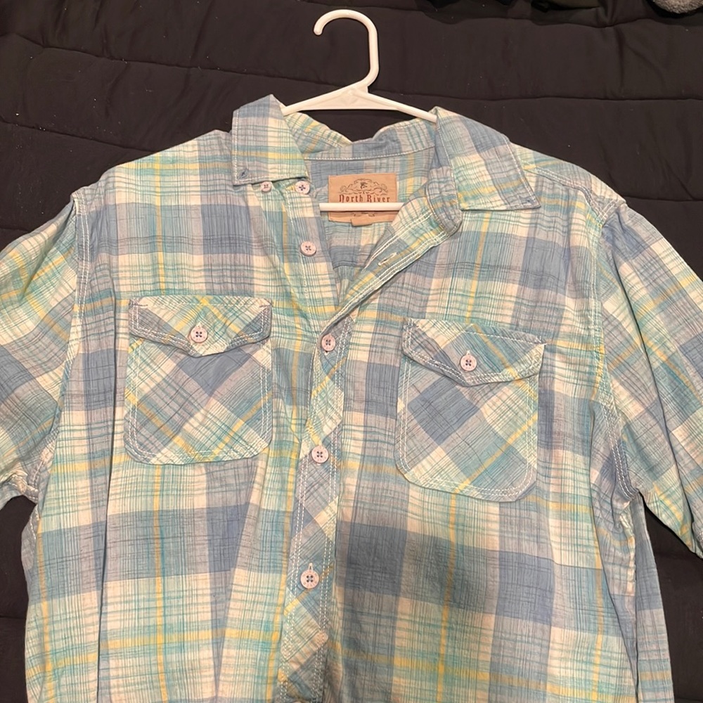 Blue Green North River Short Sleeve Button Down Medium